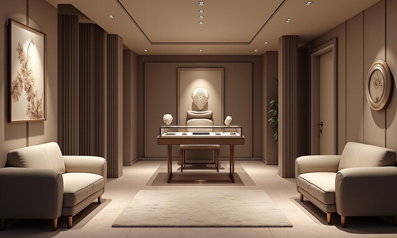 The luxurious and private consultation room at the Aeterna Jewels atelier.